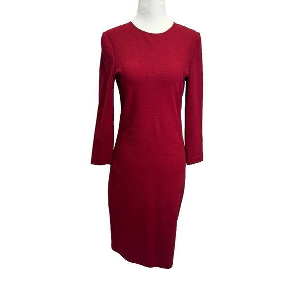Vince Burgundy Red Shift Dress 3/4 Sleeves Round Neck Size S - Picture 4 of 14